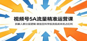 视频号5A流量精准运营课：拆解人群分层逻辑，微信豆科学投流低成本抢占红利-聊项目