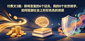 付费文3篇:即将变富的6个征兆,我的8个处世绝学,如何抵御社会上形形色色的诱惑-聊项目