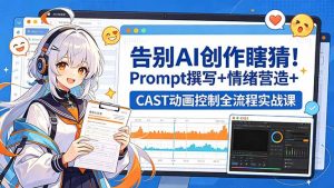 告别AI创作瞎猜!Prompt撰写+情绪营造+CAST动画控制全流程实战课-聊项目