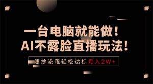 一台电脑就能做！AI不露脸直播玩法，照抄流程轻松达标月入2W+-聊项目