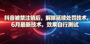 抖音被禁注销后，解除延续处罚技术，6月最新技术，效果自行测试-聊项目