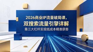 2026商业IP流量破局课,双搜索流量引擎详解,靠三大杠杆实现低成本精准获客-聊项目