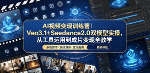 AI视频变现训练营|Veo3.1+Seedance2.0双模型实操,从工具运用到成片变现全教学-聊项目