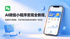 AI微信小程序变现全教程,零基础不用编程,手把手教你搭建项目赚取广告收益-聊项目