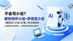 不会写小说?教你创作小说+梦境变小说+爆改热门小说+红果上传注意事项,AI漫剧全流程实战教学-聊项目