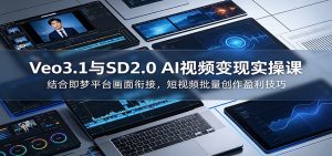 Veo3.1与SD2.0 AI视频变现实操课课:结合即梦平台画面衔接,短视频批量创作盈利技巧-聊项目