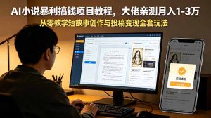 AI小说暴利搞钱项目教程，大佬亲测月入1-3万，从零教学短故事创作与投稿变现全套玩法-聊项目