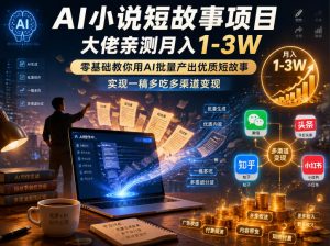 AI小说短故事项目,大佬亲测月入1-3W,零基础教你用AI批量产出优质短故事,实现一稿多吃多渠道变现-聊项目