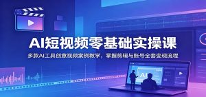 AI短视频零基础实操课:多款AI工具创意视频案例教学,掌握剪辑与账号全套变现流程-聊项目