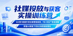 社媒投放与获客实操训练营,从0到1搭建外贸社媒营销体系,FB+INS广告全流程,掌握AI赋能下的B2B获客新增长-聊项目
