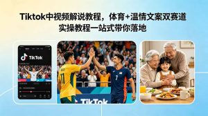 Tiktok中视频解说教程，体育+温情文案双赛道实操教程一站式带你落地-聊项目