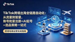 TikTok跨境出海全链路自动化:从流量到留量,账号批量注册+AI起号+选品策略一站式-聊项目