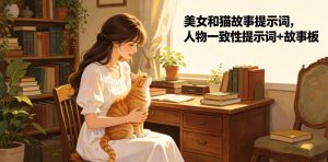 美女和猫故事提示词，人物一致性提示词+故事板-聊项目