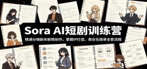 Sora AI短剧训练营:精通分镜剧本剧情创作,掌握IP打造、商业化接单全套流程-聊项目