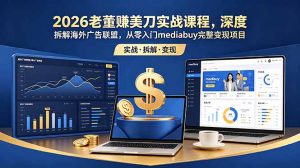 2026老董赚美刀实战课程,深度拆解海外广告联盟,从零入门mediabuy完整变现项目-聊项目
