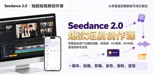 Seedance 2.0短剧短视频创作课,零基础快速产出爆款短剧、短视频、MV内容,落地做账号实现变现-聊项目