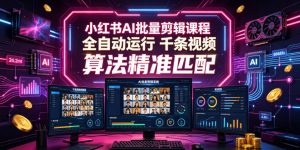 小红书AI批量剪辑课程，24小时全自动运行，解放双手专注运营，千条视频批量处理，小红书算法精准匹配-聊项目