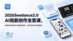 2026Seedance2.0AI短剧创作全套课，零基础系统教学AI漫剧短视频，从灵感到成片完整落地-聊项目