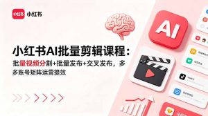 小红书AI批量剪辑课程:批量视频分割+批量发布+交叉发布,多账号矩阵运营提效-聊项目