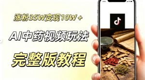 用ai做中药视频,涨粉35.8W,分成计划+橱窗累计变现10W+-聊项目