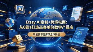 Etsy AI定制+跨境电商：从0到1打造高客单价数字产品店，不囤货不压库存全球销售-聊项目