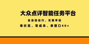 大众点评智能任务平台,全自动运行、无需手动,单价高、零成本、单窗口40+【揭秘】-聊项目