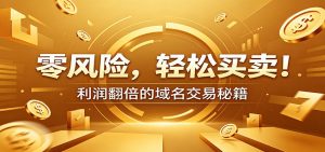 零风险域名交易实战秘籍：新手安全买卖教学，选品定价谈判实现收益翻倍-聊项目