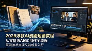 2026 爆款 AI 漫剧短剧教程 从零精通 AIGC 创作全流程 既能接单变现又能就业入行-聊项目