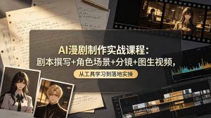 AI漫剧制作实战课程:剧本撰写+角色场景+分镜+图生视频,从工具学习到落地实操-聊项目