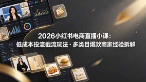 2026小红书电商直播小课,低成本投流截流玩法,多类目爆款商家经验完整拆解教学-聊项目