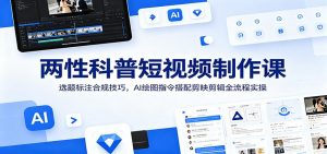 两性科普短视频制作课:选题标注合规技巧,AI绘图指令搭配剪映剪辑全流程实操-聊项目