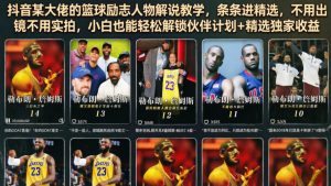 抖音某大佬的篮球励志人物解说教学,条条进精选,不用出镜不用实拍,小白也能轻松解锁伙伴计划+精选独家收益-聊项目