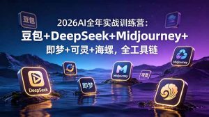 2026AI全年实战训练营：豆包+DeepSeek+Midjourney+即梦+可灵+海螺，全工具链-聊项目