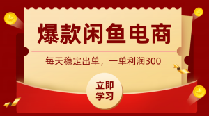 爆款闲鱼电商，卖法简单粗暴，长期稳定可做，一单利润300-聊项目