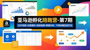 亚马逊孵化陪跑营-第7期:SOP流程+注册避坑+选品梳理+数据分析,千单店铺实战打法(更新0625-聊项目