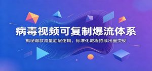 病毒视频可复制爆流体系：揭秘爆款流量底层逻辑，标准化流程持续出圈变现-聊项目