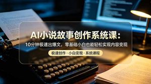 AI小说故事创作系统课:10分钟极速出爆文,零基础小白也能轻松实现内容变现-聊项目