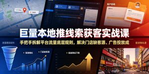 巨量本地推线索获客实战课,手把手拆解平台流量底层规则,解决门店缺客源、广告投放成本高、留资转化差等痛点-聊项目
