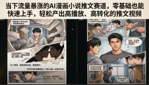 当下流量暴涨的AI漫画小说推文赛道，零基础也能快速上手，轻松产出高播放、高转化的推文视频-聊项目