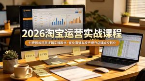 2026 淘宝运营实战课程,付费投放底层逻辑实操教学,优化直通车投产提升店铺成交转化-聊项目