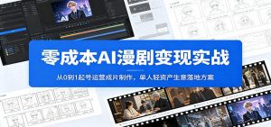 零成本AI漫剧变现实战:从0到1起号运营成片制作,单人轻资产生意落地方案-聊项目
