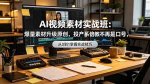 AI视频素材实战班：爆量素材升级原创，投产翻倍不再是口号，0-1系统教学实战落地-聊项目