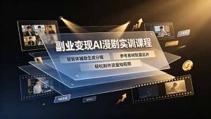 副业变现AI漫剧实训课程,智能体辅助生成分镜,参考素材批量出片,轻松制作流量短视频-聊项目