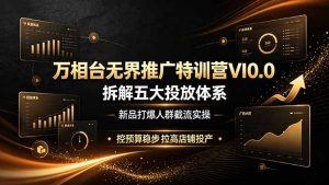 万相台无界推广特训营VI0.0,拆解五大投放体系,新品打爆人群截流实操,控预算稳步拉高店铺投产-聊项目