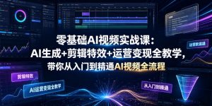 零基础AI视频实战课:AI生成+剪辑特效+运营变现全教学,带你从入门到精通AI视频全流程-聊项目