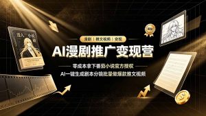 AI漫剧推广变现营,零成本拿下番茄小说官方授权,AI一键生成剧本分镜批量做爆款推文视频-聊项目