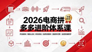 2026电商拼多多进阶体系课，开店避坑，链接上架，内功优化，自然流矩阵｜直通车付费｜全套实操教学-聊项目