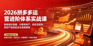 2026拼多多运营进阶体系实战课｜新版拖价稳量、付费转投产、自然流矩阵、高投产链接起店全链路教程-聊项目