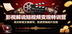 影视解说短视频变现特训营：高分影视文案撰写，配音剪辑成片实操-聊项目