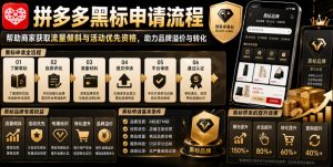 拼多多黑标申请流程,帮助商家获取流量倾斜与活动优先资格,助力品牌溢价与转化-聊项目